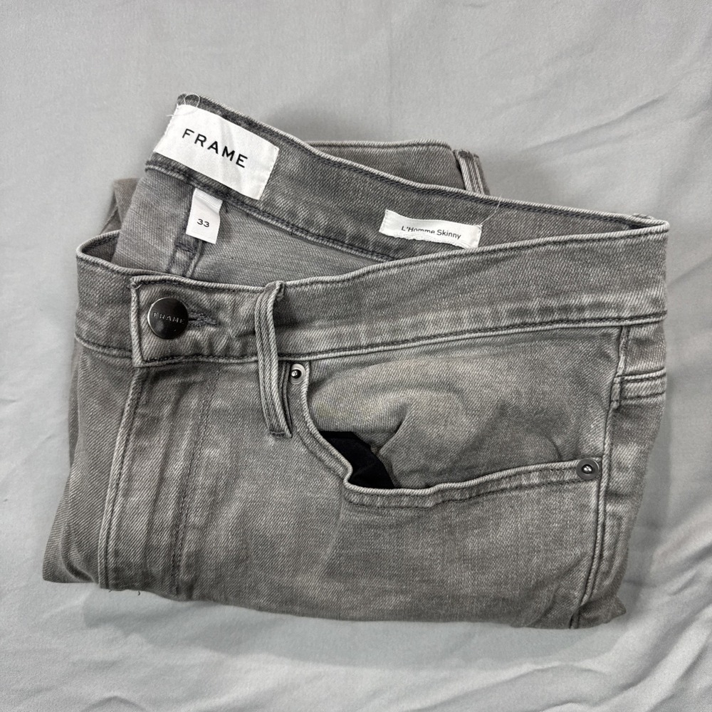 Frame L'Homme Skinny Jeans Women's‎ 33 Light Grey Stretch Athletic Cotton
